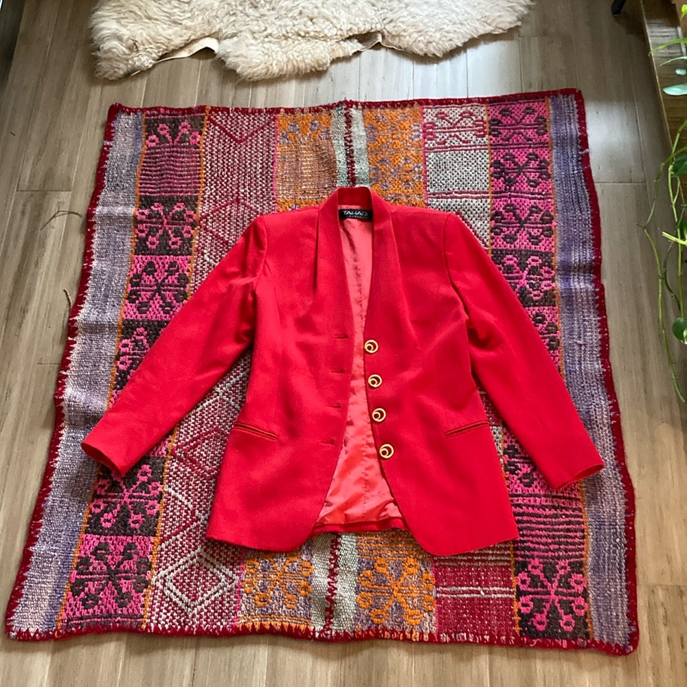 100% Pure Wool, Red Blazer with Gold Buttons